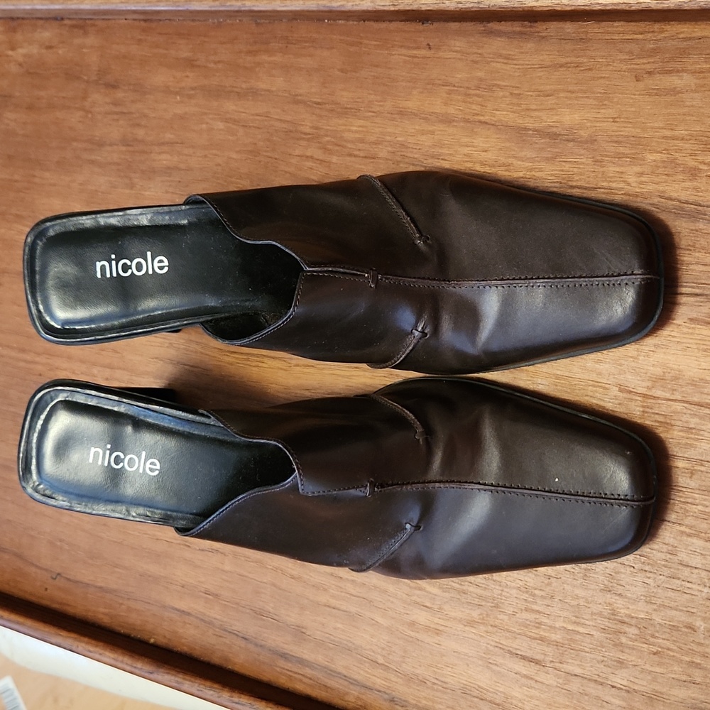 Brown Heeled Mules